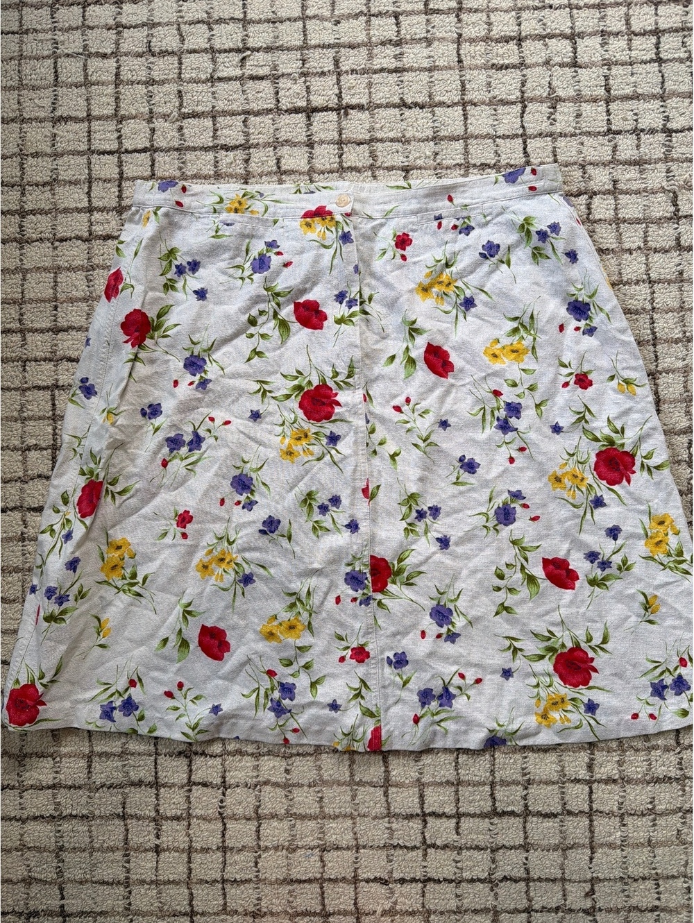 Womens 90s Vintage Westbound Floral Linen Blend Skirt Garden Grandma Cottagecore